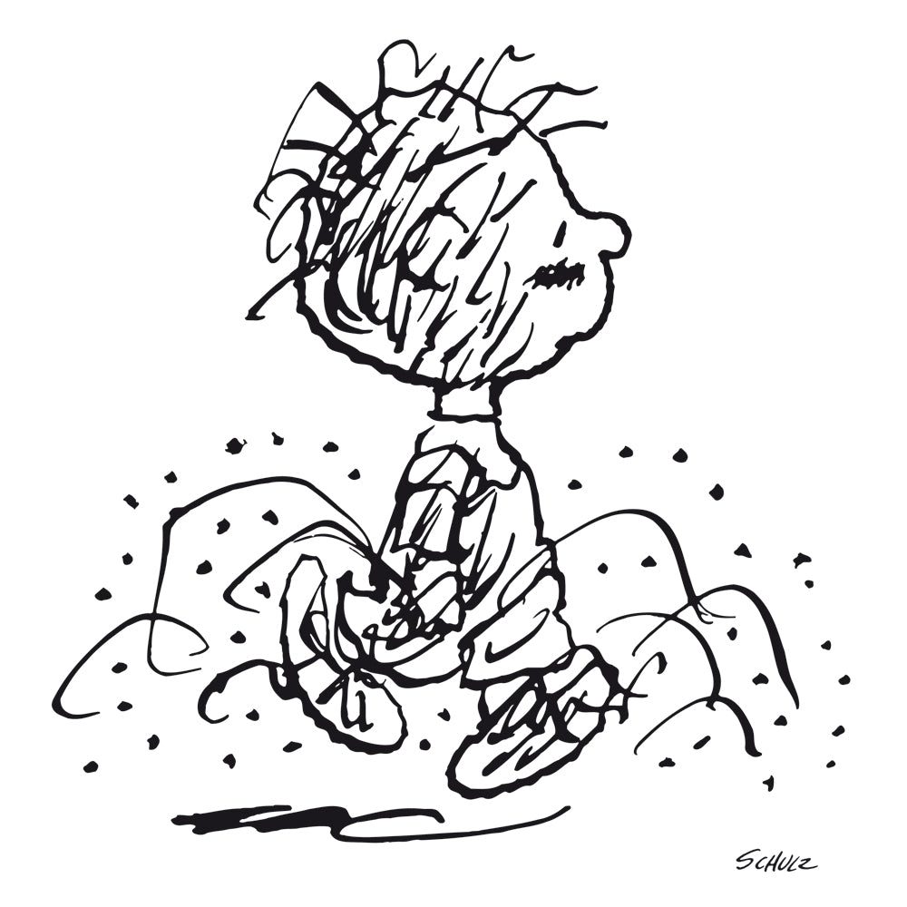 Disegno in bianco e nero di 'Dirty CHARLIE' dei PEANUTS