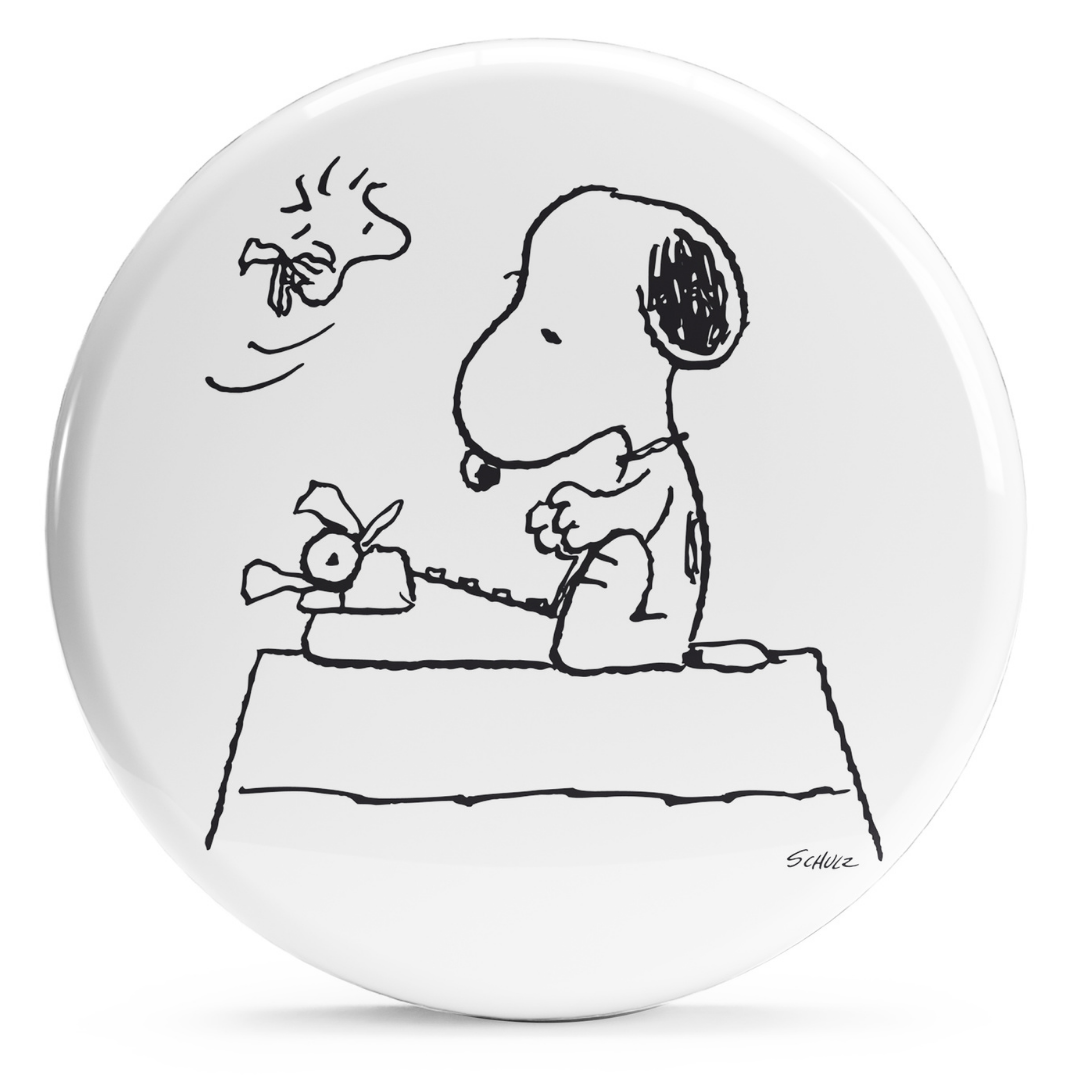 Bollino Snoopy Scrittore sfondo Bianco