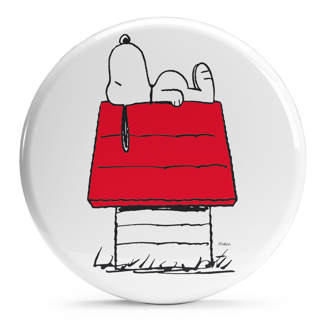 Bollino Snoopy Relax su cuccia rossa