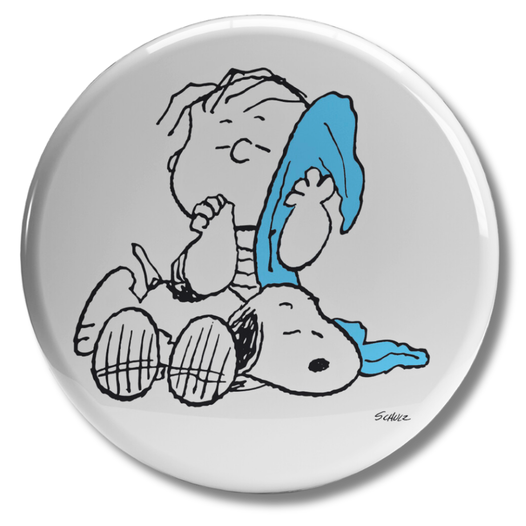 Adesivo Linus e Snoopy rilassati su sfondo bianco