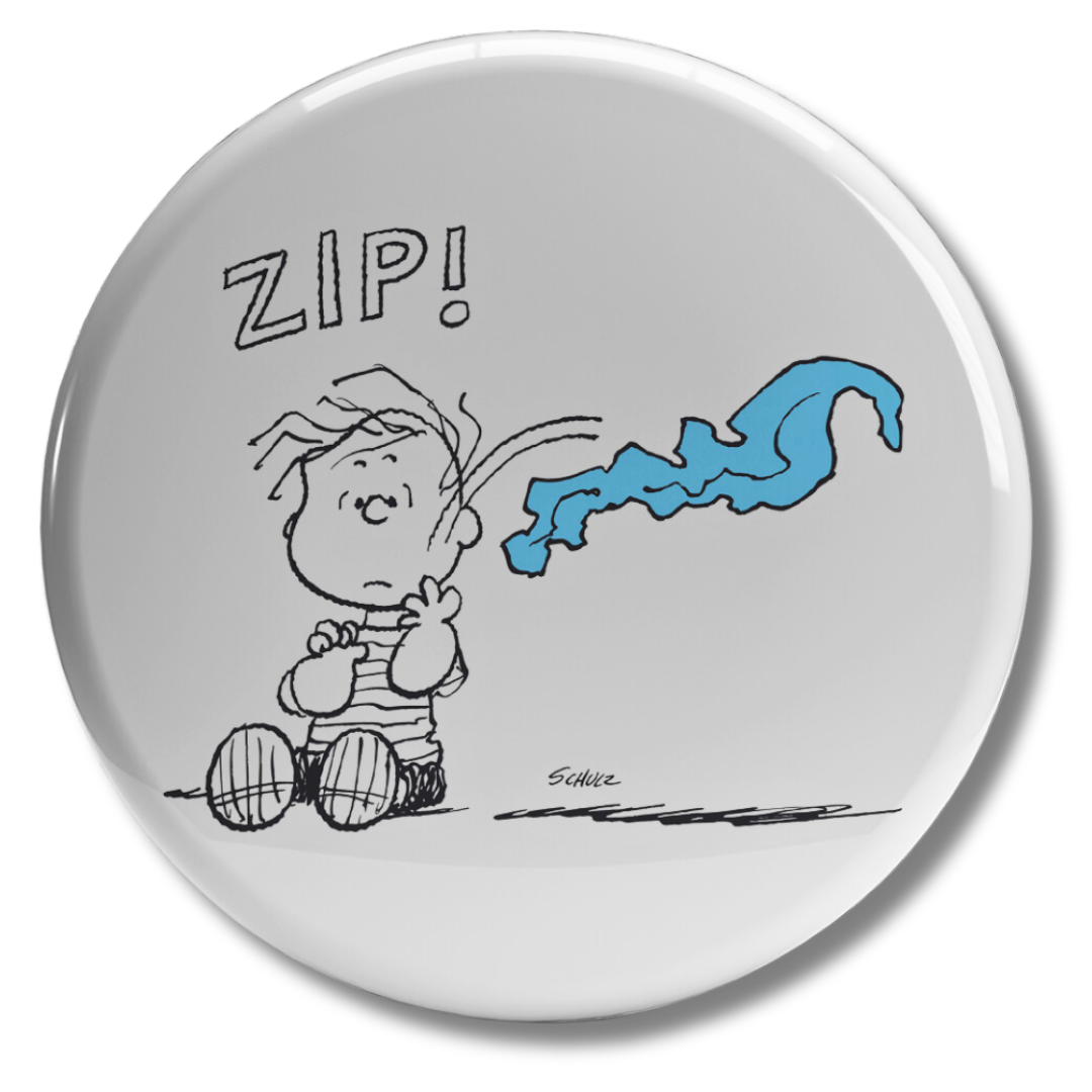Adesivo Linus Van Pelt sorpreso, effetto vento